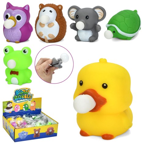 Іграшка тварина, 6,5см, антистрес, іграшка-надувашка, тварина з жуйкою, (6видів) /10/120/12шт в кор. 24-18-8см