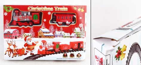 УЦЕНКА 30% ЖД локомотив19см, вагон, домик11см, звук, свет, на бат-ке, в кор-ке, 49-34-7см 