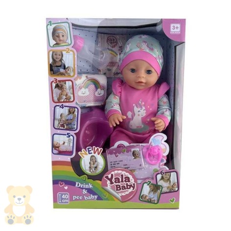 Пупс інтерактивний 40см з аксесуарами, п'є з пляшечки, ходить на горщик, закриває очі YL1961Z
