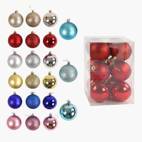 Новорічні прикраси на ялинку 6 штук кульки D=7,5 см мікс видів (64)