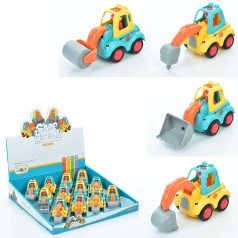 Машина инерц, будтехника, 9,5см, подвижные детали, (4 вида) /2/24/12шт в кор. 33-7-32,5см