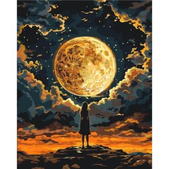 Картина по номерах з фарбами металік "Дівчина під Місяцем" 40x50 см