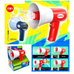Мыльная Игра мегафон-микрофон, 20см, звук, запаска 8-3см, 2 цвета, на бат-ц, в кор-ц, 21,5-23-14см /24/