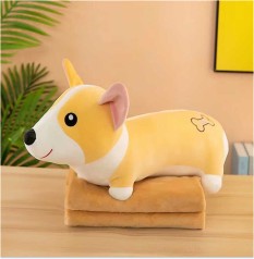 Мягкая игрушка с пледом корги, размер одеяла 116х110 см, длина игрушки 54см