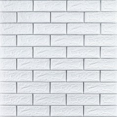 Самоклеющаяся 3D панель 700х770х5мм Белый кирпич полоска серебро (100-5) SW-00000753