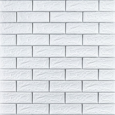 Самоклеющаяся 3D панель 700х770х5мм Белый кирпич полоска серебро (100-5) SW-00000753