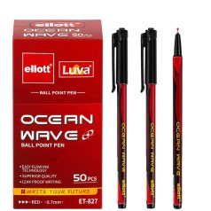Ручка кулькова "Ellott" ET-827-50 Ocean Wave червона по 50шт в уп.