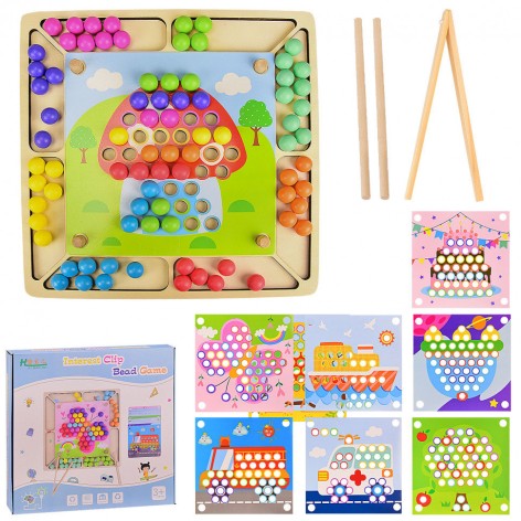 Деревянная игрушка мозаика, в комплекте 8 шаблонов картинок, в коробке 32*31*4 см, размер игрушки – 30*30*0.8 см