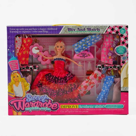 Лялька з гардеробом висота ляльки 28 см, сукні, дзеркальце, в кор. 