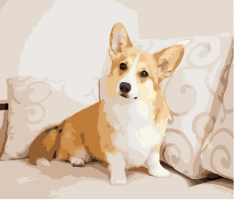 Набор для росписи по номерам Корги на диване Strateg размером 40х50 см (DY274)