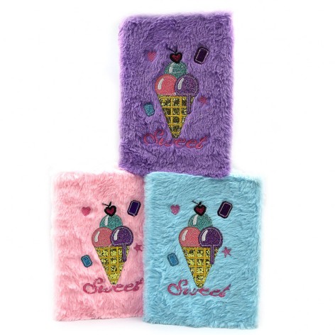 Блокнот пушистый клетка, желтая бумага "Sweet" А5 70g 80p,1шт/этик.