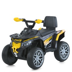 Квадроцикл M 6125EBLR-6 (1шт) 2,4G р/к, 2-в-1(каталка-толокар), 1*6V4AH, 1*25W, MP3, USB, BLUETOOTH, EVA, шкіра, музика, світло, жовтий
