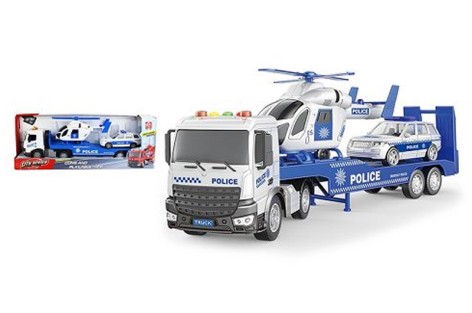 Автовоз з поліцейським вертольотом і машиною інерційний, озвучений, зі світлом, в кор.46,3*10*17,2см 