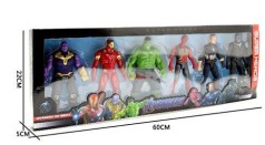 Набор героев 6 фигурок, подсветка на груди, средняя высота 18 см, подвижные конечности и голова, в кор. 