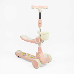 Самокат триколісний з сидінням колеса PU 125х40мм зі світлом, музика та підсвічування платформи, кермо складне, кошик, в кор./ 6/