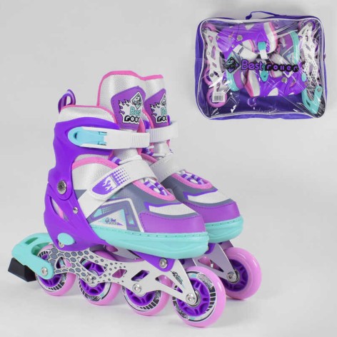 Ролики Best Roller размер 30-33 цвет - фиолетовый колеса PU, переднее колесо светится, в сумке, d колес – 6,5 см
