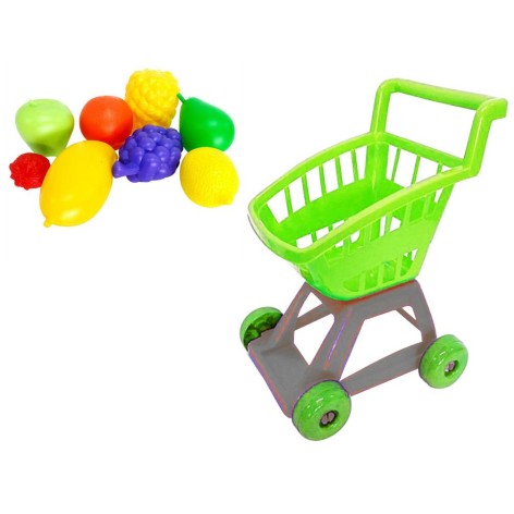 Візок покупця із фруктами салатово-сірий