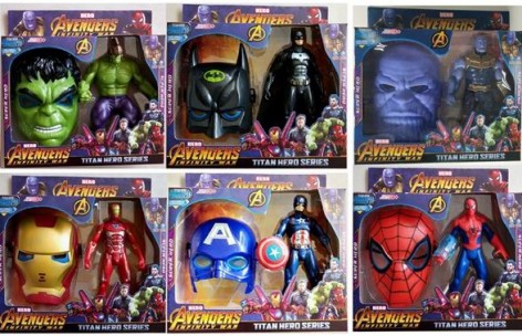 Ігровий набір Avengers 6 видів, герой + маска героя в комплекті, в коробці