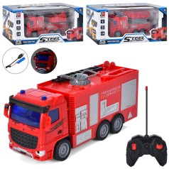 Радіокерована пожежна машина 1:30 акумуляторна USB зарядка світло гумові колеса 3 види