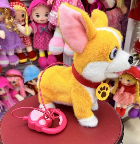 Мягкое интерактивное животное собачка на поводке англ. язык в п/е //