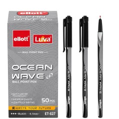 Ручка кулькова "Ellott" ET-827-50 Ocean Wave чорна по 50шт в уп.