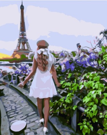 Набір для розпису по номерах Прогулянка Парижем Strateg розміром 30х40 см (SS-6561)