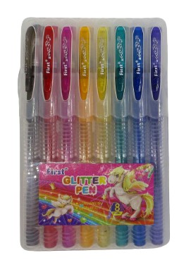 Набір ручок гелевих, 8 кольорів з блиском і запахом у пластиковій коробці (6*30)