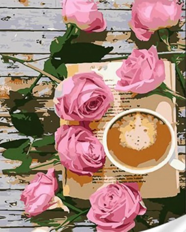 Набор для росписи по номерам Кофе розовых роз Strateg размером 30х40 см (SS1041)