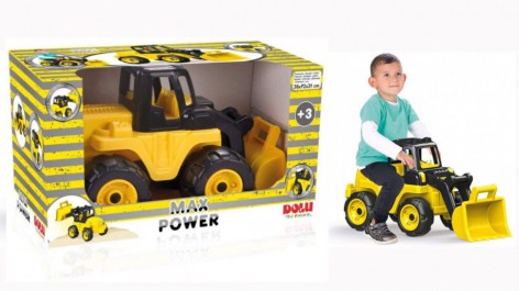Детский Погрузчик – гигант, черно-желтый, с ковшом, 36х13,5х72,5 см, в коробке