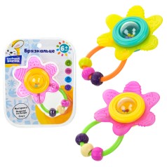 Брязкальце у ручку "Сонячний зайчик", 2 кольори мікс, р-р 14*10*3см, слюда 16*5*20 см 