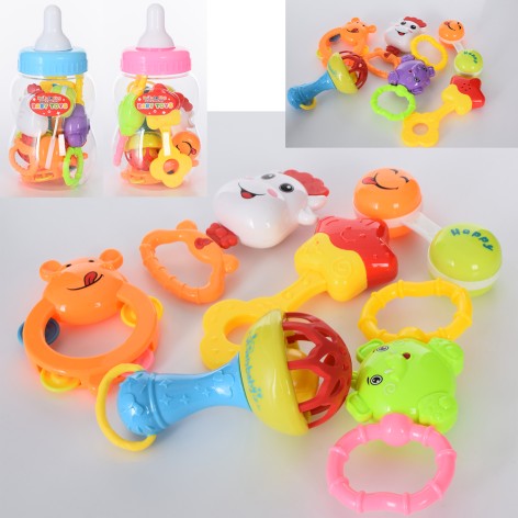 Брязкальце 6шт, від 11см, 2 кольори, в колбі (пляшечка), 13-20-13см 