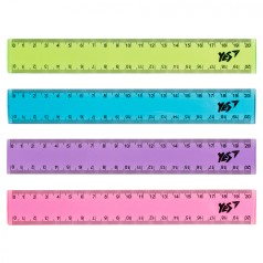 Лінійка YES 20 см кольорова, прозора, ціна за 12 шт. //