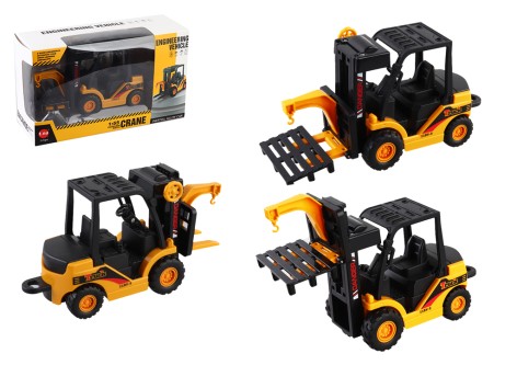 Спецтехника вилочный погрузчик, 1:55, инерционный механизм, прорезиненные колеса, механический, в кор. 