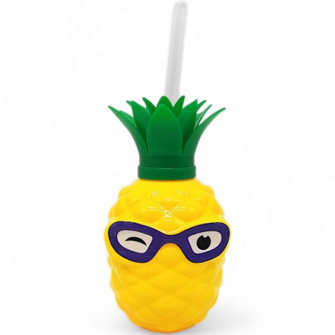Склянка з трубочкою Ананас в окулярах (пластик) 700мл