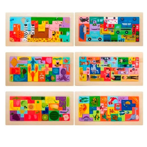 Деревянная игрушка Пазлы тетрис, головоломка, микс видов, в п/э, 30-15-1см 