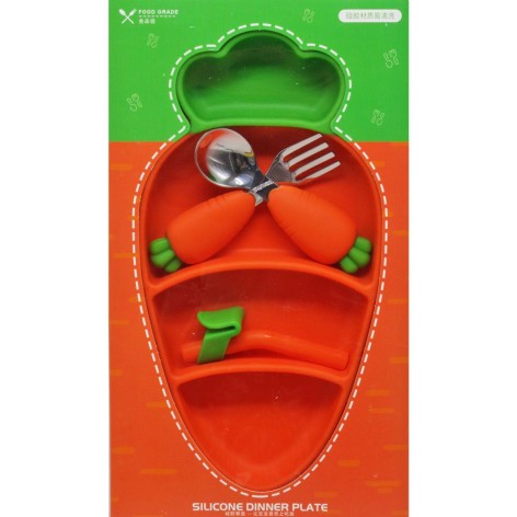 Набір силіконового дитячого посуду Food Grade "Морква" (№0121)