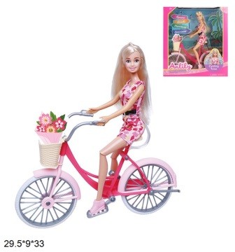 Кукла Anlily 30 см 99043 с велосипедом 2 цвета коробка 33*9*29,5