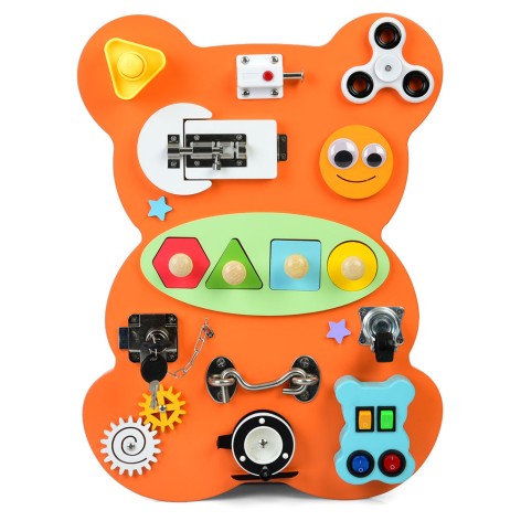 Розвиваючий Бізіборд ведмедик дерев'яний 29,5-40,5см замки рамка-вкладиш спінер шестерні кнопки рухливі деталі (4)