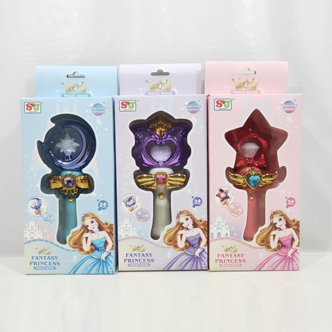 Аксессуары для девочек микс 3 цвета, батарь. волшебная палочка, муз, свет в корр. 27*6*7с 