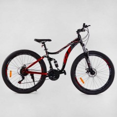 Велосипед спортивний CORSO «R1», 27,5 дюймів НАПІВФЕТ, сталева рама 17” з амортизатором, Shimano 21 швидкість /1/