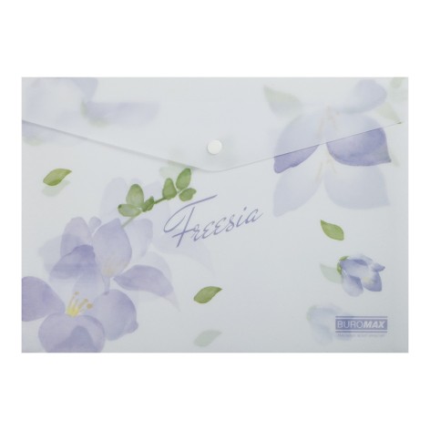 Папка-конверт на кнопці ARABESKI, А4, непрозорий матовий, пластик, бузковий, ціна за 4 шт. //