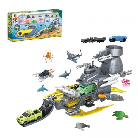 Підводний човен “Субмарина”, 6 фігурок тварин, розкладається, механічний запускач, 2 пушки, снаряди, рухомі елементи, в коробці