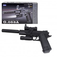 Страйкбольный пистолет Galaxy Beretta 92 с глушителем и лазарным прицелом пластиковый 36шт