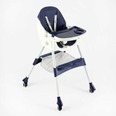 Стільчик для годування Toti сталева конструкція, матеріал тканини PU, знімний столик, опускна спинка, 4 колеса, в кор. 