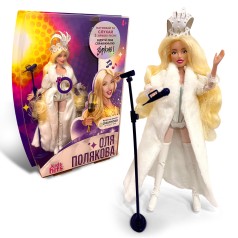 Лялька колекційна OLGA POLYAKOVA муз. в білому вбранні,костюм ручна робота,співає 3 пісні укр. мовою, кор. 38,5х30х5,5см 