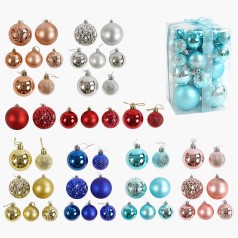 Новорічні прикраси на ялинку 7 видів кульки 30 штук пластикові текстурні