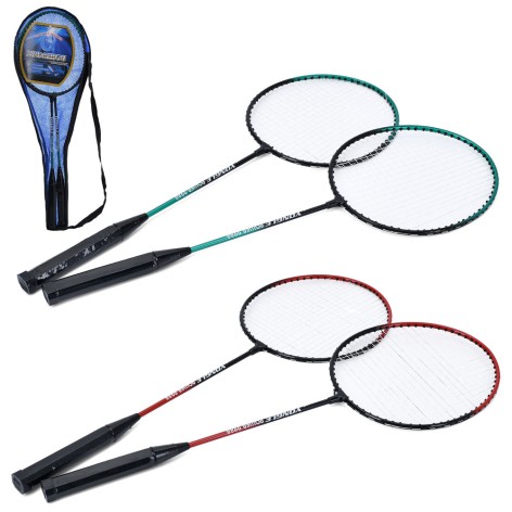Бадмінтон ракетка 2шт, 63см, метал, 2 кольори, у чохлі, 65-21-3см /30/