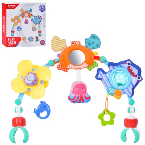 Підвіска на коляску, 48-36см, дзеркало, брязкальце, підвіски 3шт, в кор-ці, 28-28-6см 