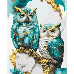 Картина по номерах з фарбами металік "Дві сови" 40x50 см