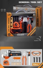 Набор инструментов 12 элементов, автоматическая болгарка, на батарейках, аксессуары, в кор. /48-2/